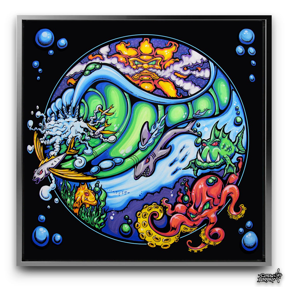 WhyLand by Drew Brophy canvas print with silver frame. Featured in the vintage art collection.