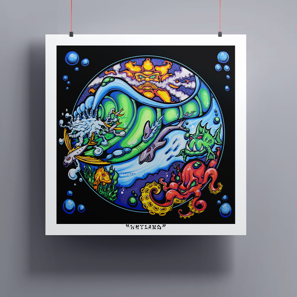WhyLand by Drew Brophy fine art print. Featured in the vintage art collection.