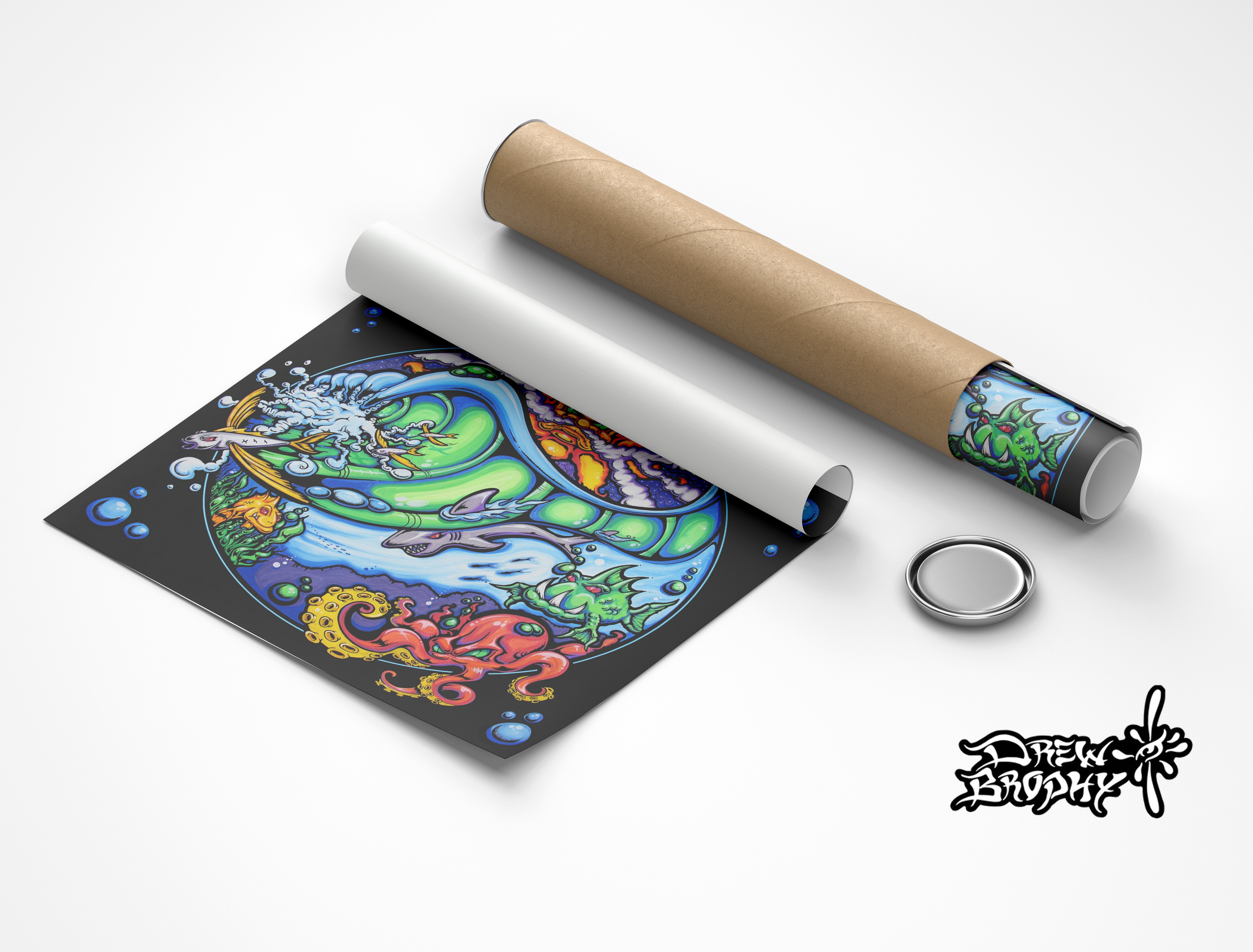 WhyLand by Drew Brophy rolled canvas. Featured in the vintage art collection.