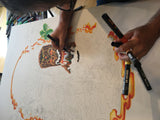 SOLD!  ISLAND STYLE TIKI 40" x 30" Original painting on Canvas by Drew Brophy MOTHER EARTH SERIES