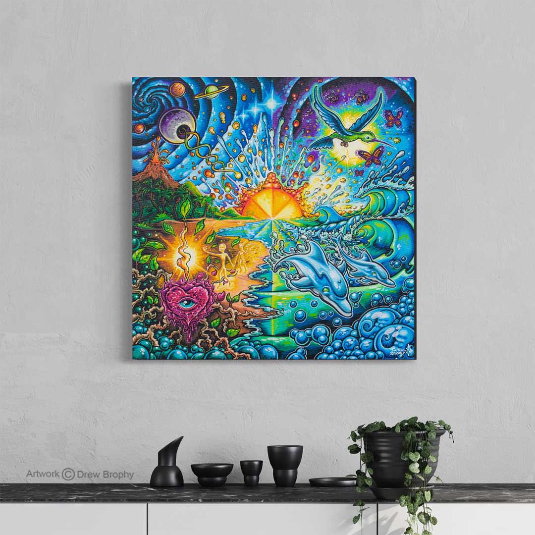 Drew Brophy's "Creation" painting. Gallery wrapped stretched canvas replica print. Spiritual home decor.