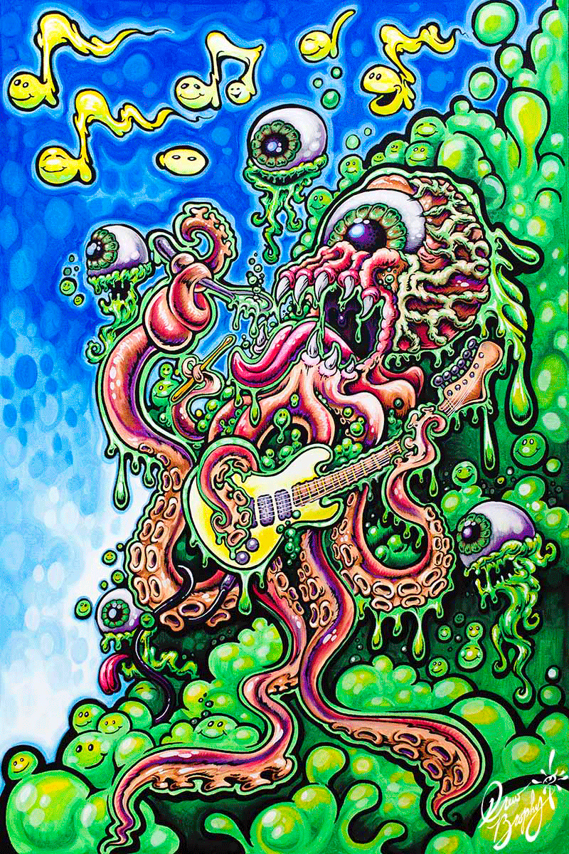 GNARLY OCTOPUS 24"x36" Original painting on Canvas by Drew Brophy