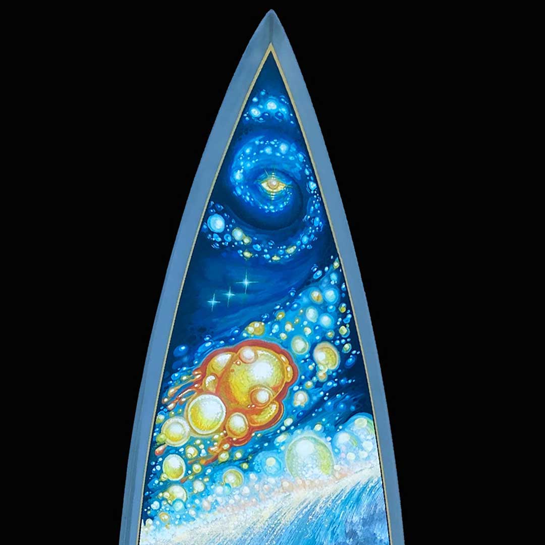 HAVE NO FEAR Drew Brophy Original Painting Collab with Phil Roberts - Gerry Lopez Pipeline Gun Shaped Surfboard