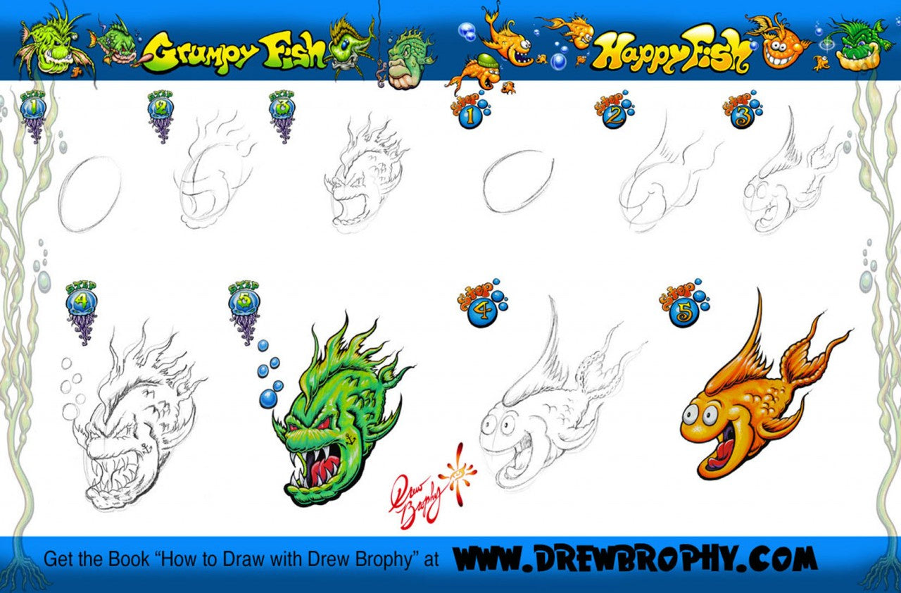 HOW TO DRAW A FISH Free Art Template for Kids