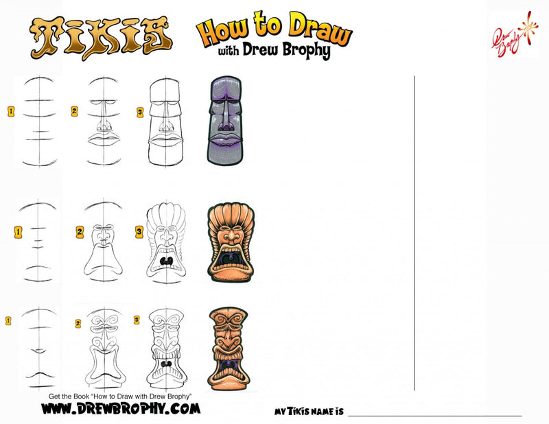 HOW TO DRAW A TIKI Free Art Template Download for Kids