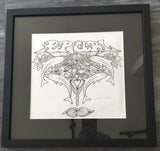 1996 Rip Curl Tee Shirt Design Graphite Sketch on Paper 16" x 17" Framed in black frame and plexiglass