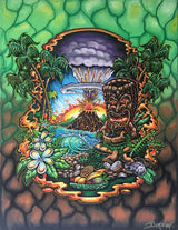 SOLD!  ISLAND STYLE TIKI 40" x 30" Original painting on Canvas by Drew Brophy MOTHER EARTH SERIES