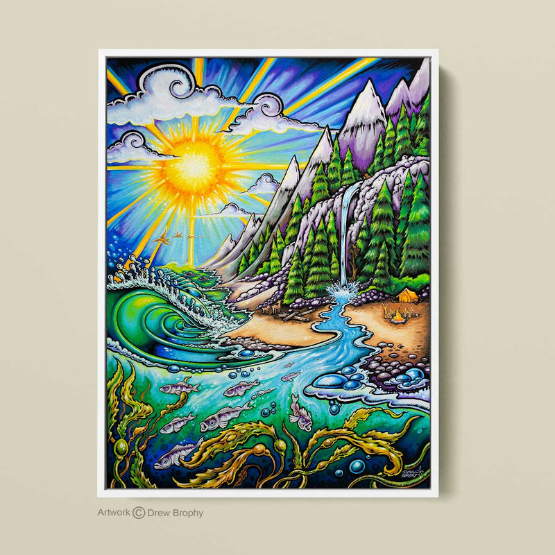  Life Force by Drew Brophy. White Framed stretched Canvas. Wall art.