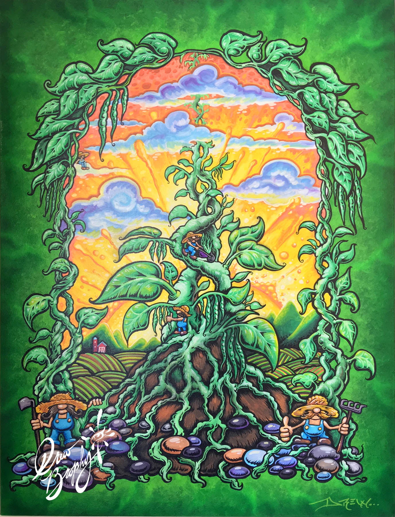 MAGIC BEANS 40" x 30" Original painting on Canvas by Drew Brophy - EARTH SERIES