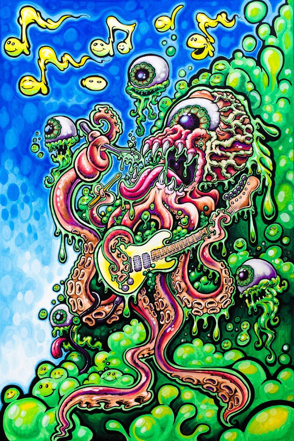 GNARLY OCTOPUS 24"x36" Original painting on Canvas by Drew Brophy