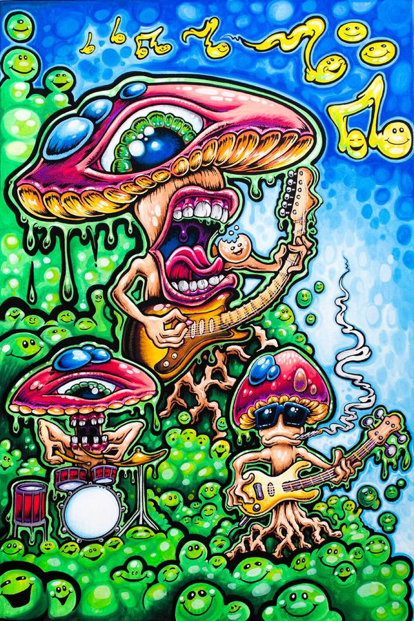 SINGING SHROOMS 24"x36" Original painting on Canvas by Drew Brophy