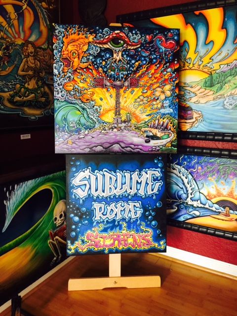 SUBLIME WITH ROME SIRENS Original Paintings SIGNED By BAND Paint Pen on Canvas