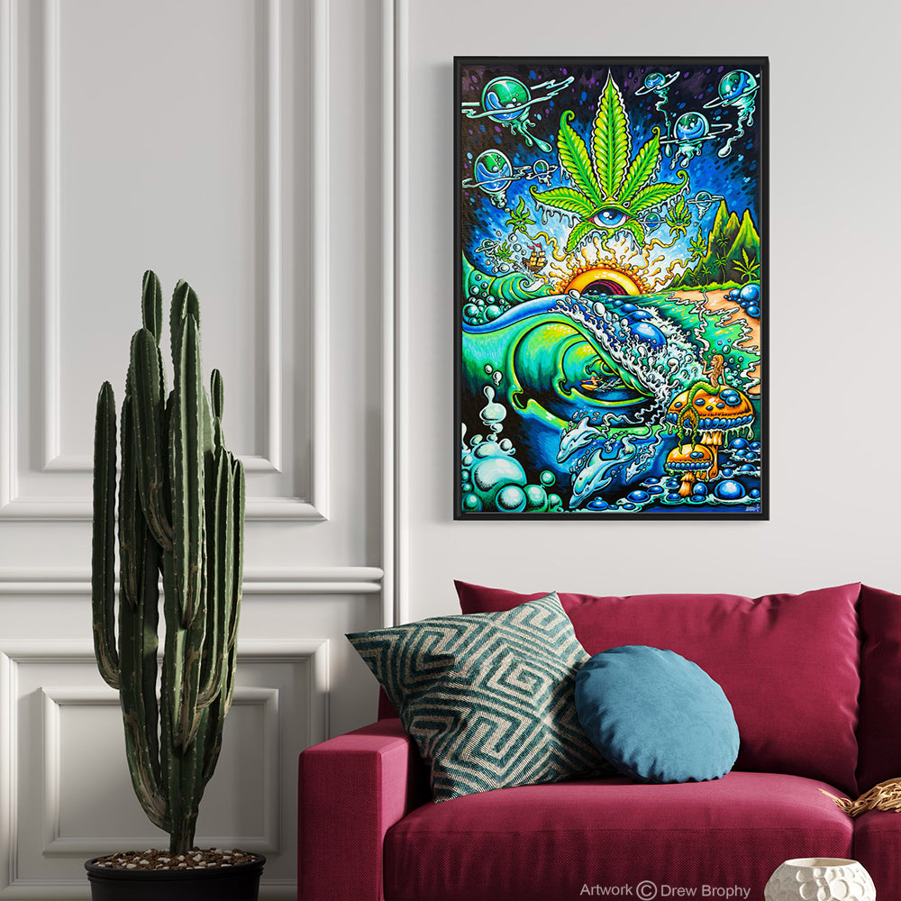 Framed Stretched canvas weed art by Drew Brophy
