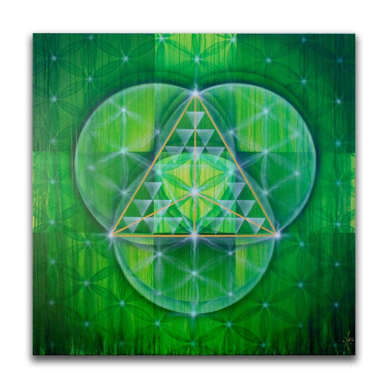 Trinity Sacred Geometry Flower of Life Tetrahedron Art Print by Drew Brophy