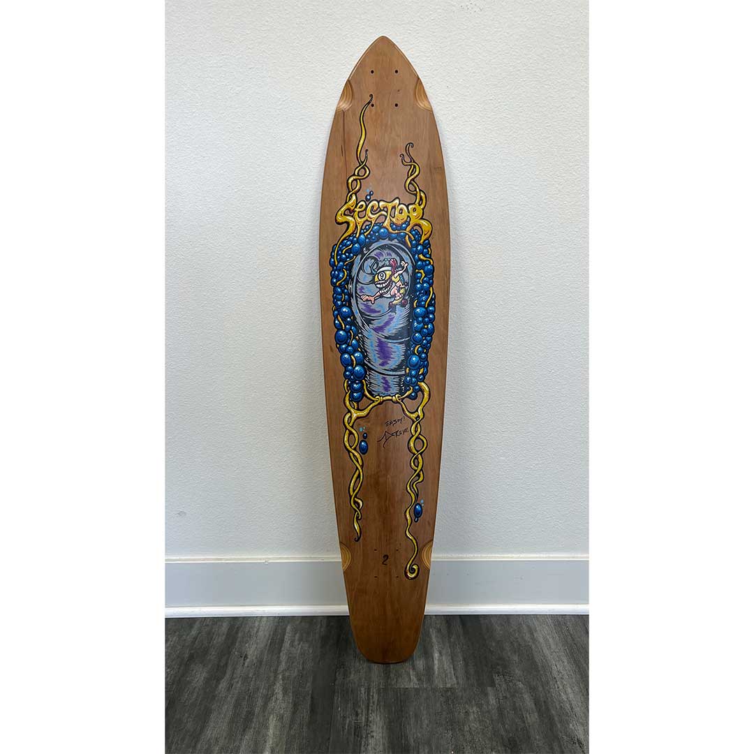Nine Ball Sector 9 Longboard Skateboard Deck - Hand Embellished by Drew Brophy